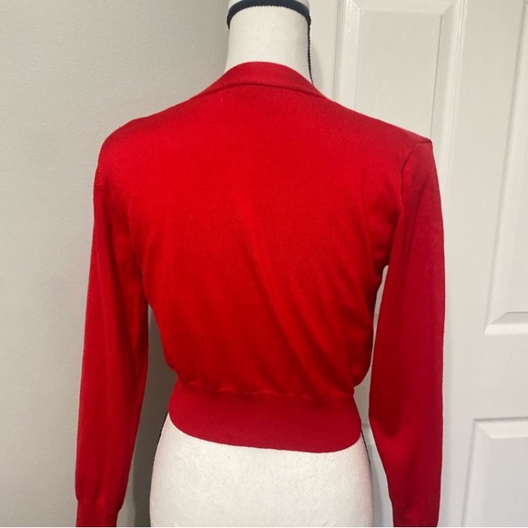 GRACE KARIN | Red Open Front Knit Cropped Bolero Shrug Cardigan Sweater - Picture 5 of 11